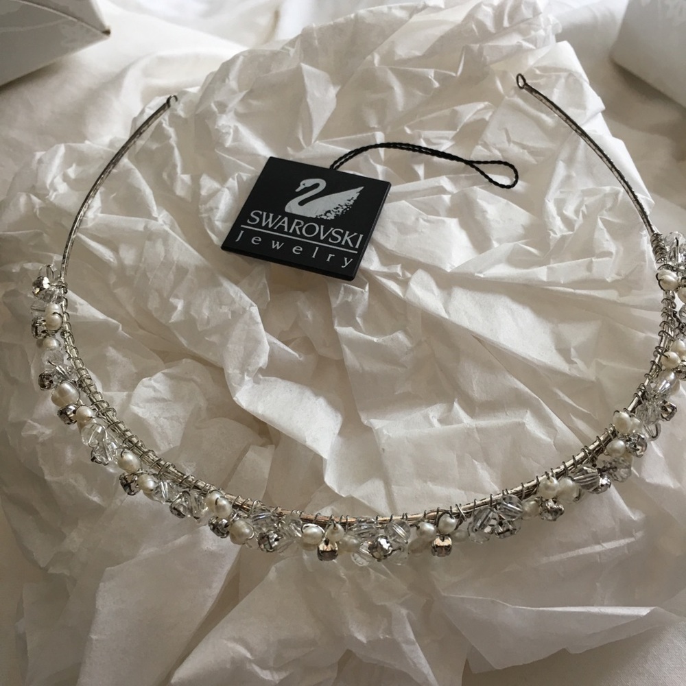 Swarovski Crystal and Pearl Wedding Veil Tiara